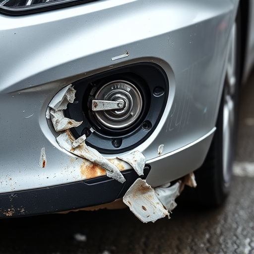 damaged car bumper