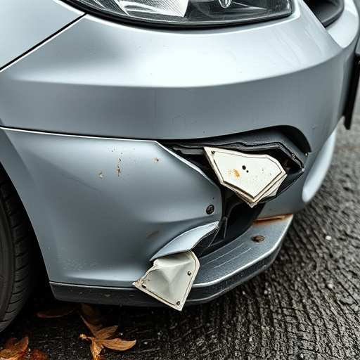 damaged car bumper