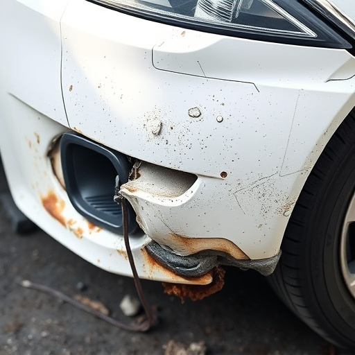 damaged car bumper