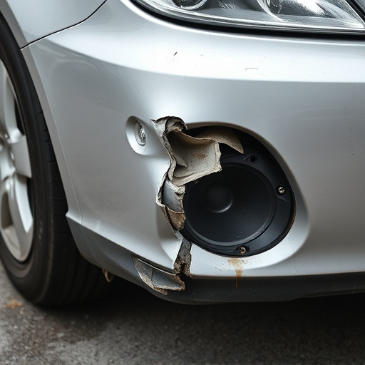 damaged car bumper
