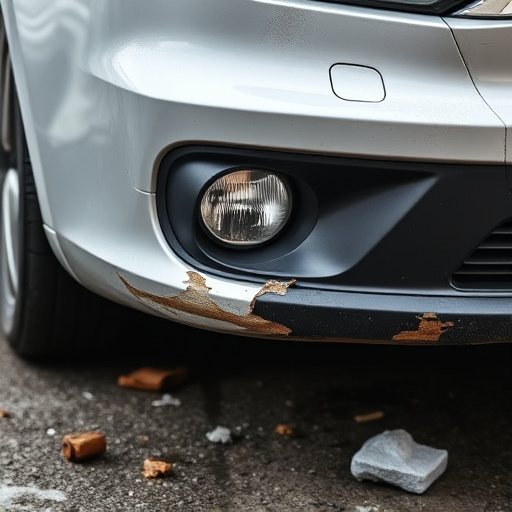 damaged car bumper