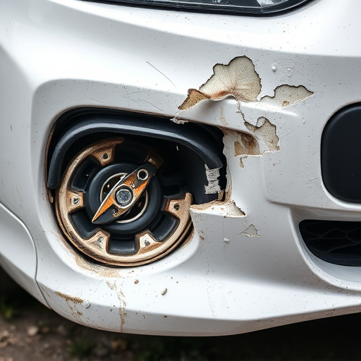 damaged car bumper