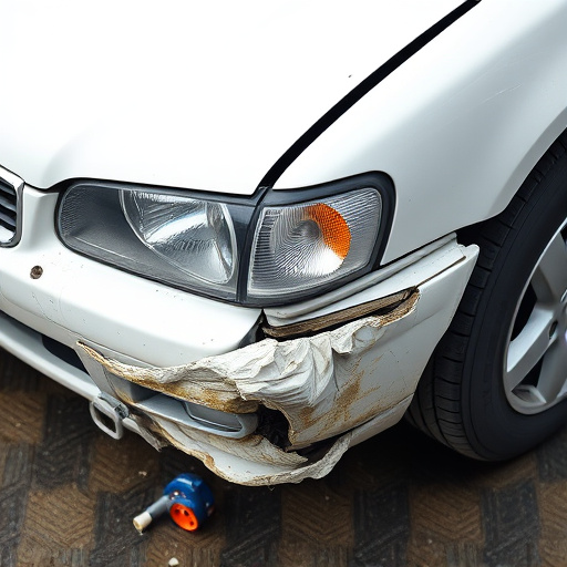 damaged car bumper