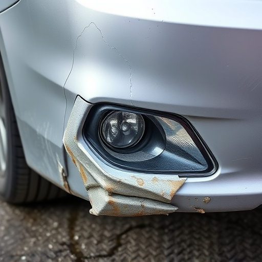 damaged car bumper