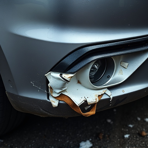 damaged car bumper
