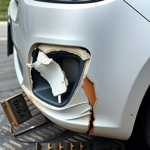 damaged car bumper