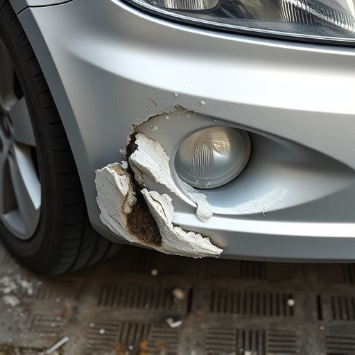 damaged car bumper