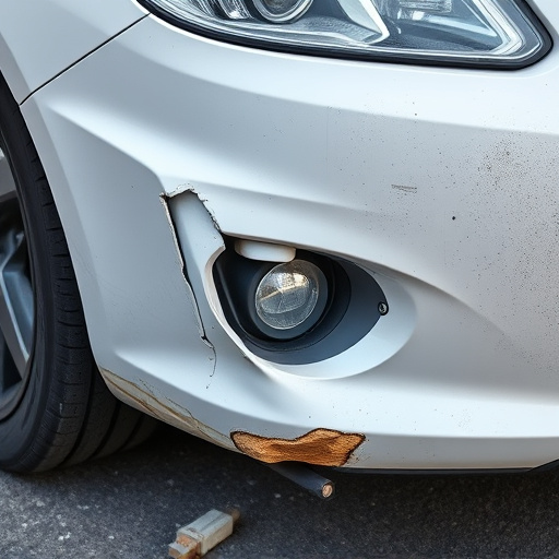 damaged car bumper