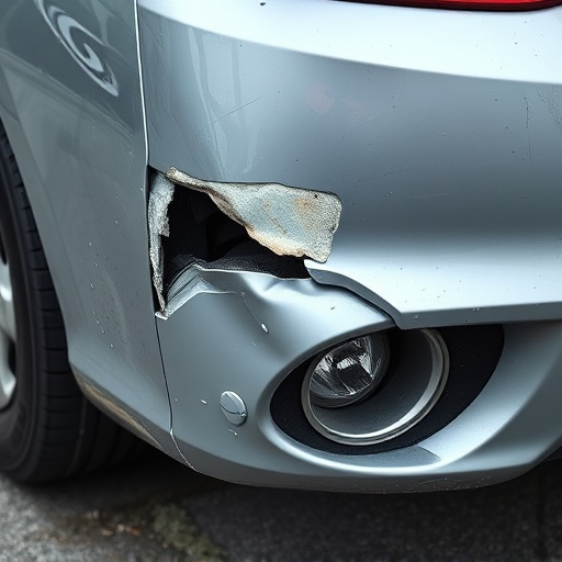 damaged car bumper
