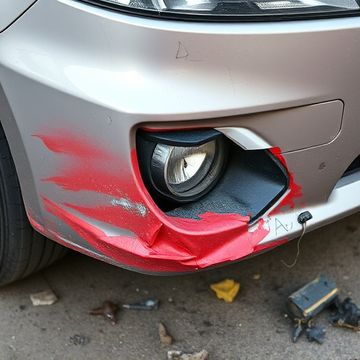 damaged car bumper