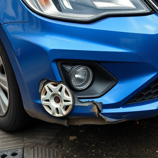 damaged car bumper