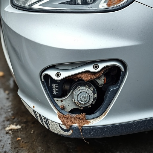 damaged car bumper
