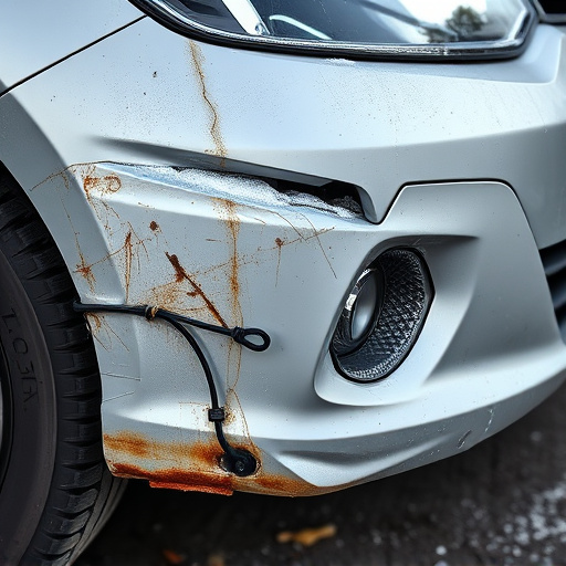 damaged car bumper