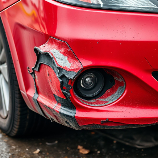 damaged car bumper