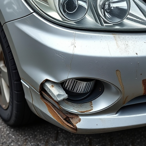damaged car bumper