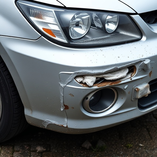 damaged car bumper