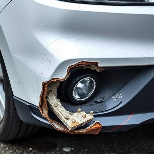 damaged car bumper