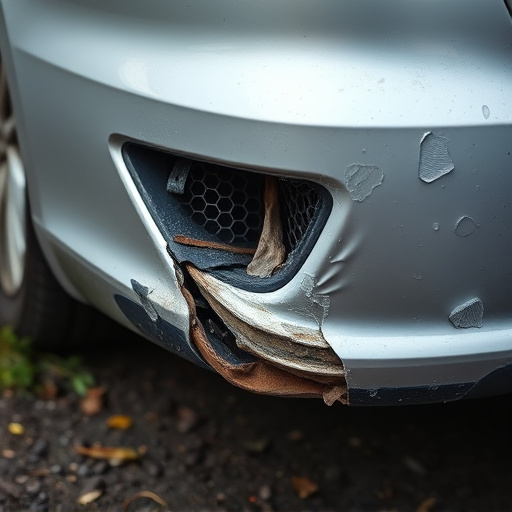 damaged car bumper