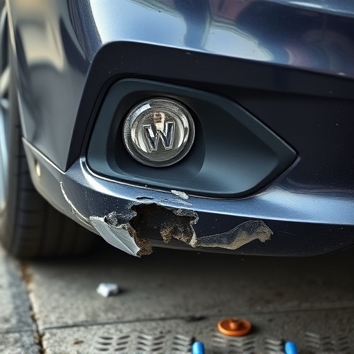 damaged car bumper