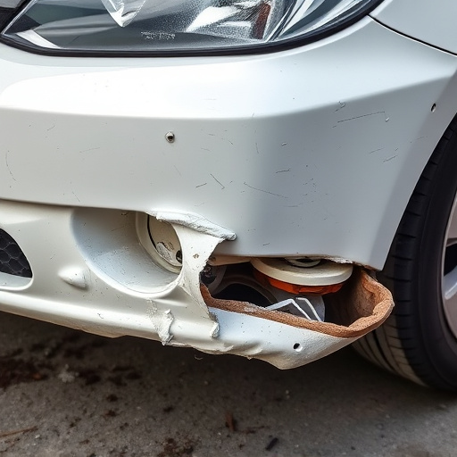 damaged car bumper