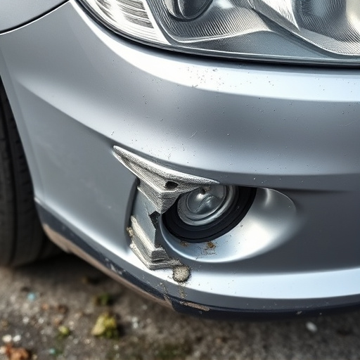 damaged car bumper