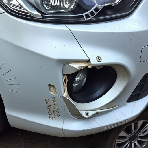 damaged car bumper