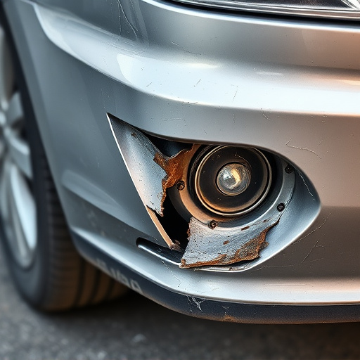damaged car bumper