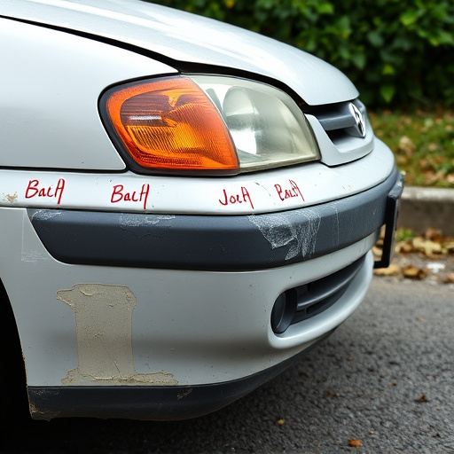 damaged car bumper
