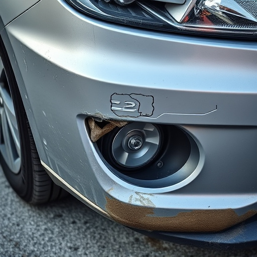 damaged car bumper