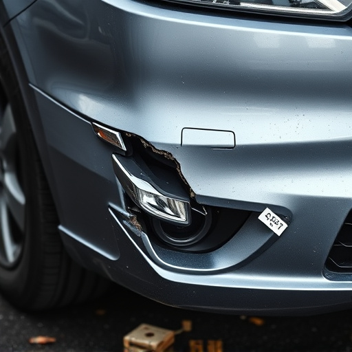 damaged car bumper