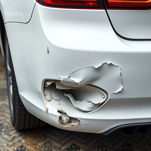 damaged car bumper