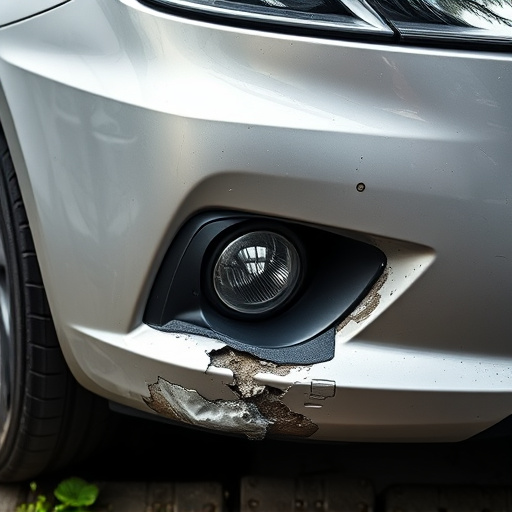 damaged car bumper