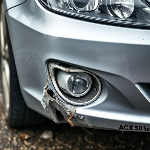 damaged car bumper