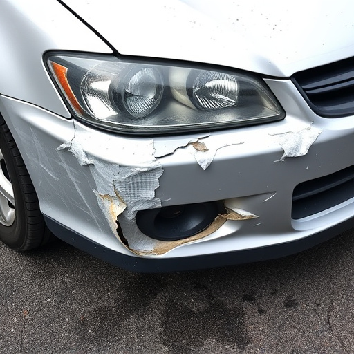 damaged car bumper