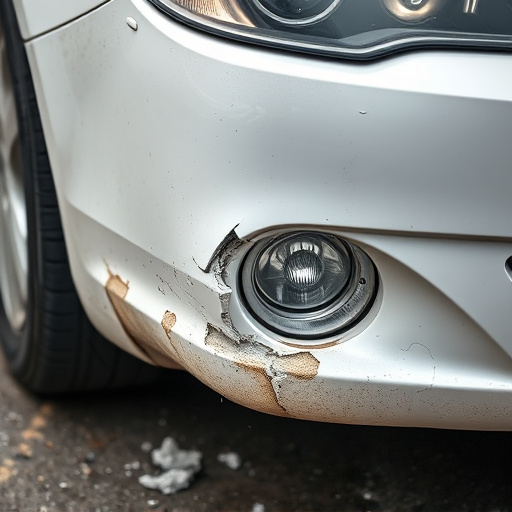 damaged car bumper
