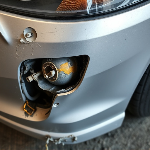 damaged car bumper