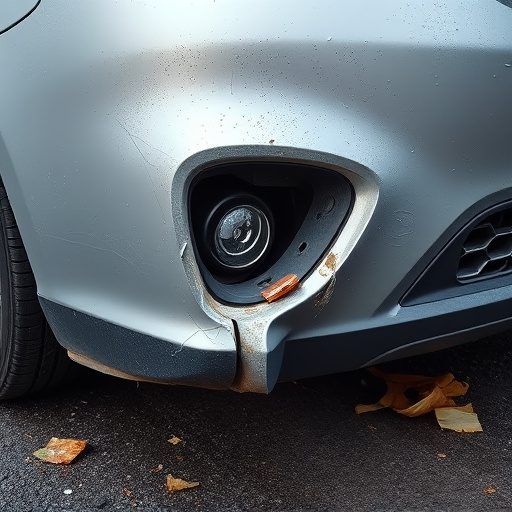 damaged car bumper