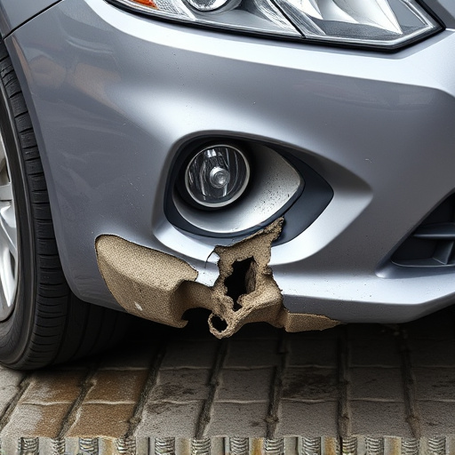 damaged car bumper