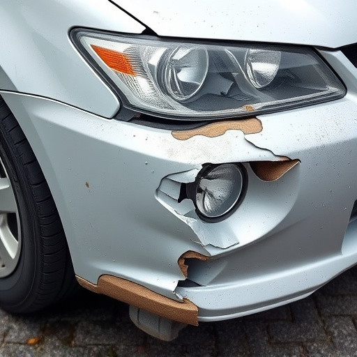 damaged car bumper