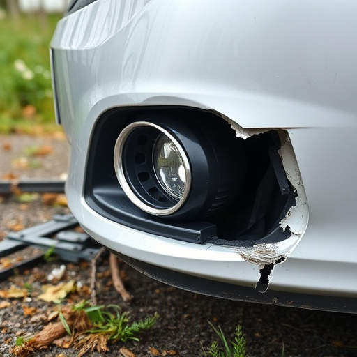 damaged car bumper