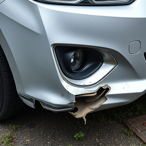 damaged car bumper