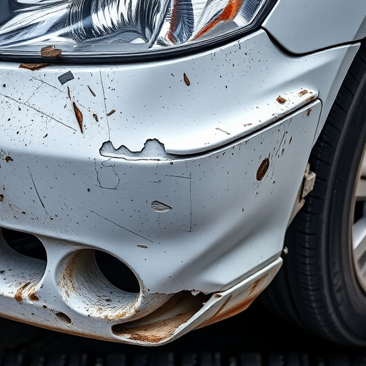 damaged car bumper