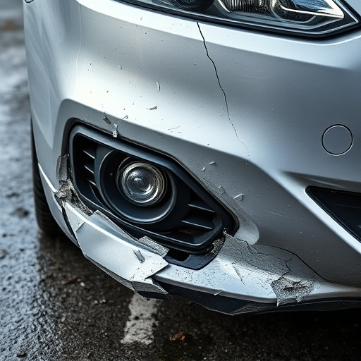 damaged car bumper