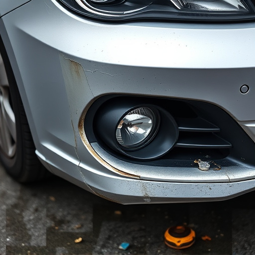 damaged car bumper