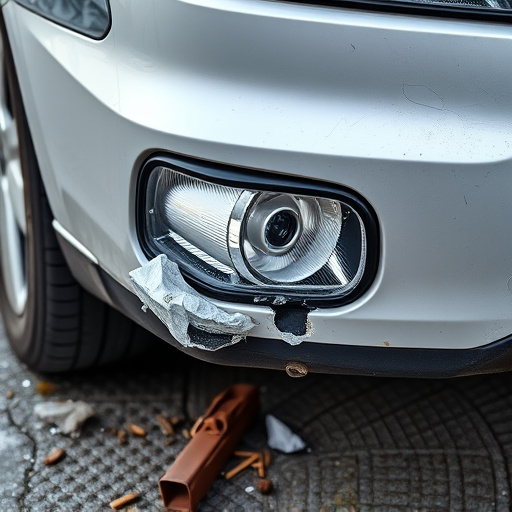 damaged car bumper