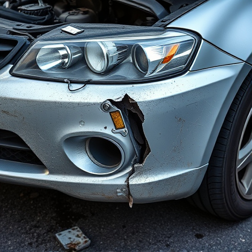 damaged car bumper