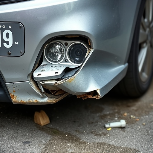 damaged car bumper