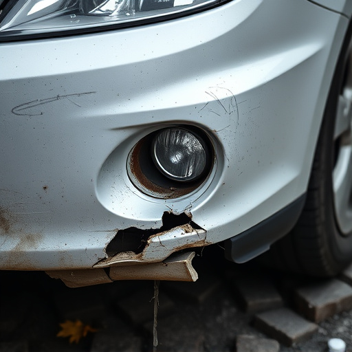 damaged car bumper