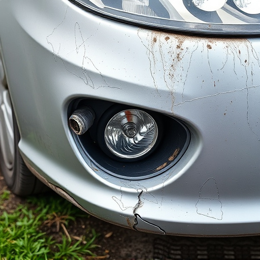 damaged car bumper