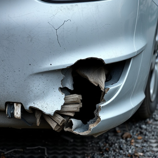 damaged car bumper